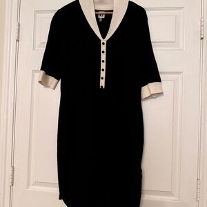 Anne Klein Black Dress with Cream Accents